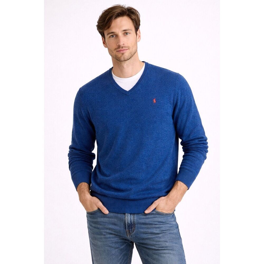 Polo Ralph Lauren XL blue 100% wool vneck sweater
